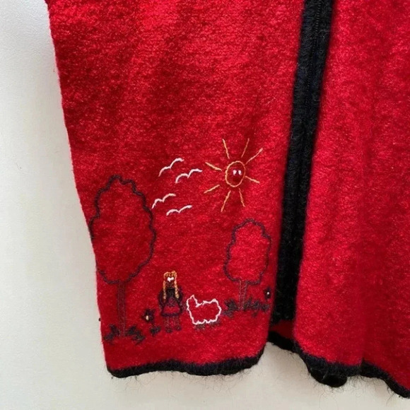 Vintage - Red Boiled Wool Shacket Cardigan - Picture 5 of 12